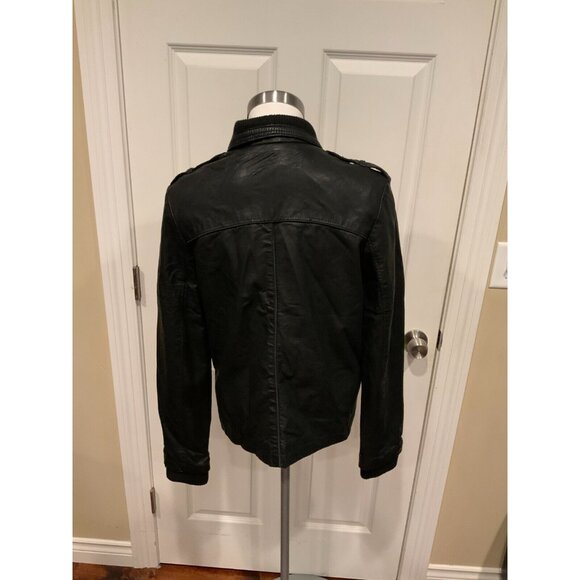 Free People Black Vegan Leather Collared Zip-Up Moto Jacket Size 12 - Picture 5 of 8